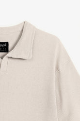 Waffle Knit Oversized Polo - Ivory